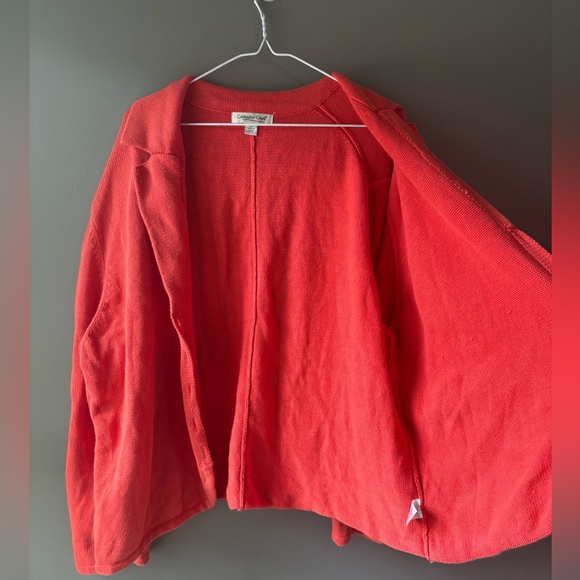 Coldwater Creek, size 2X, 100% cotton knit button up orange sweater, over sized - Picture 2 of 9